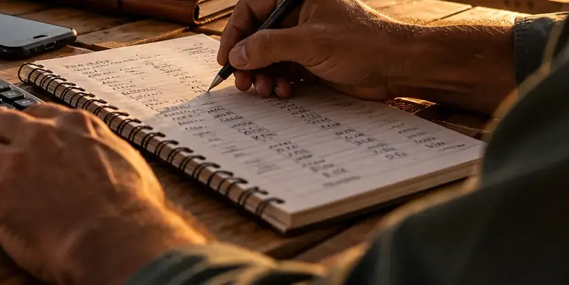 Caderno de anotações com caneta sobre a mesa